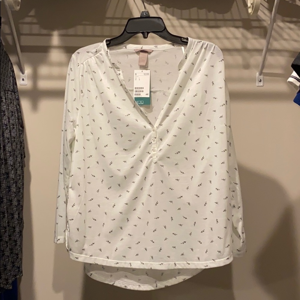 3/4 Length White Blouse